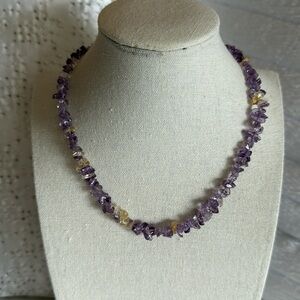 Boho Amethyst & Citrine Chip Necklace